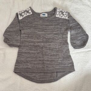 Old Navy Gray Kids Sweater with White Floral Accents